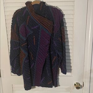 Tim Harding Multicolor Textured Sheared Horizontal Fabric Art Jacket